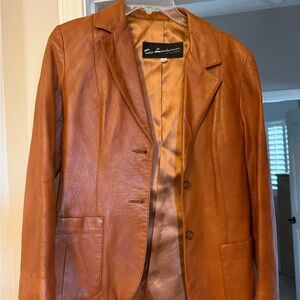 Vintage Brown Leather Blazer